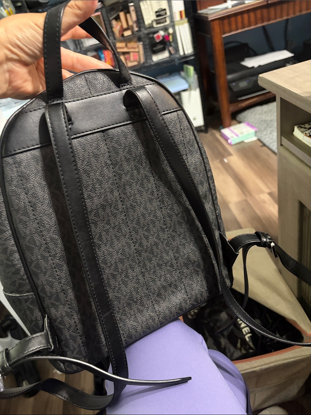 Michael Kors Black and Gray MK Logo Mini Backpack - Picture 2 of 3